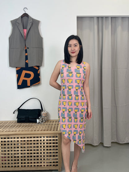 Pleated Geo Dress