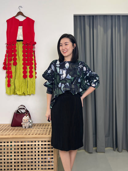 Pleated Soft Textured Skirt