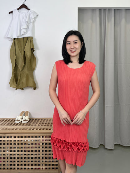 Pleated 3D Design Dress