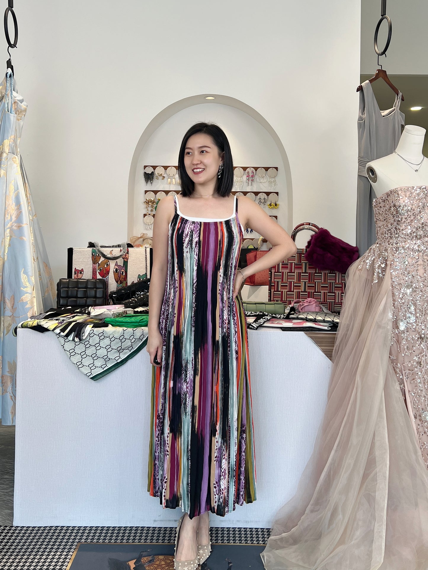 Pleated Colourful Cami Dress