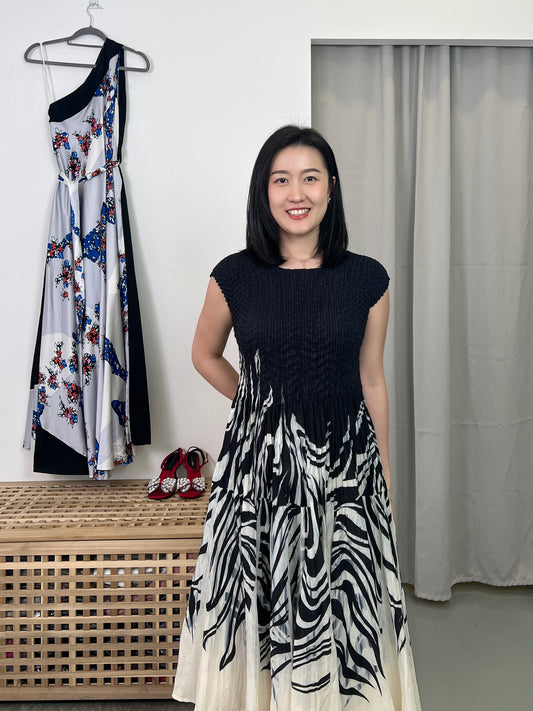 Pleated Slim Flare Dress