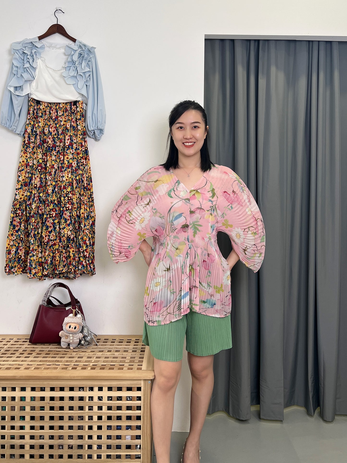 Pleated Sweet Floral Blouse