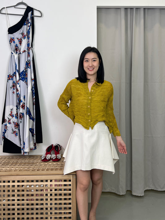 Pleated Button Blouse