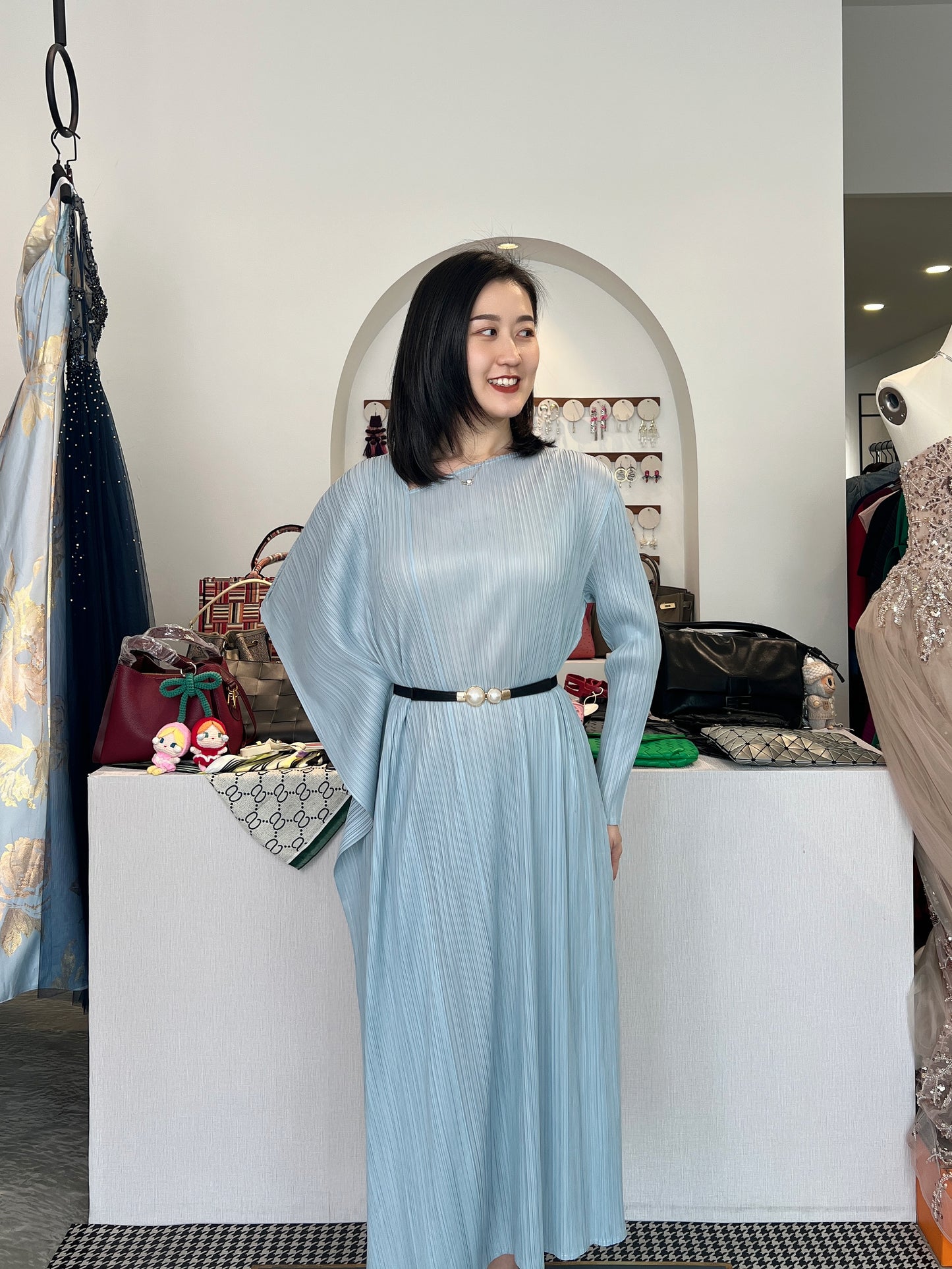 Pleated Uneven Dress