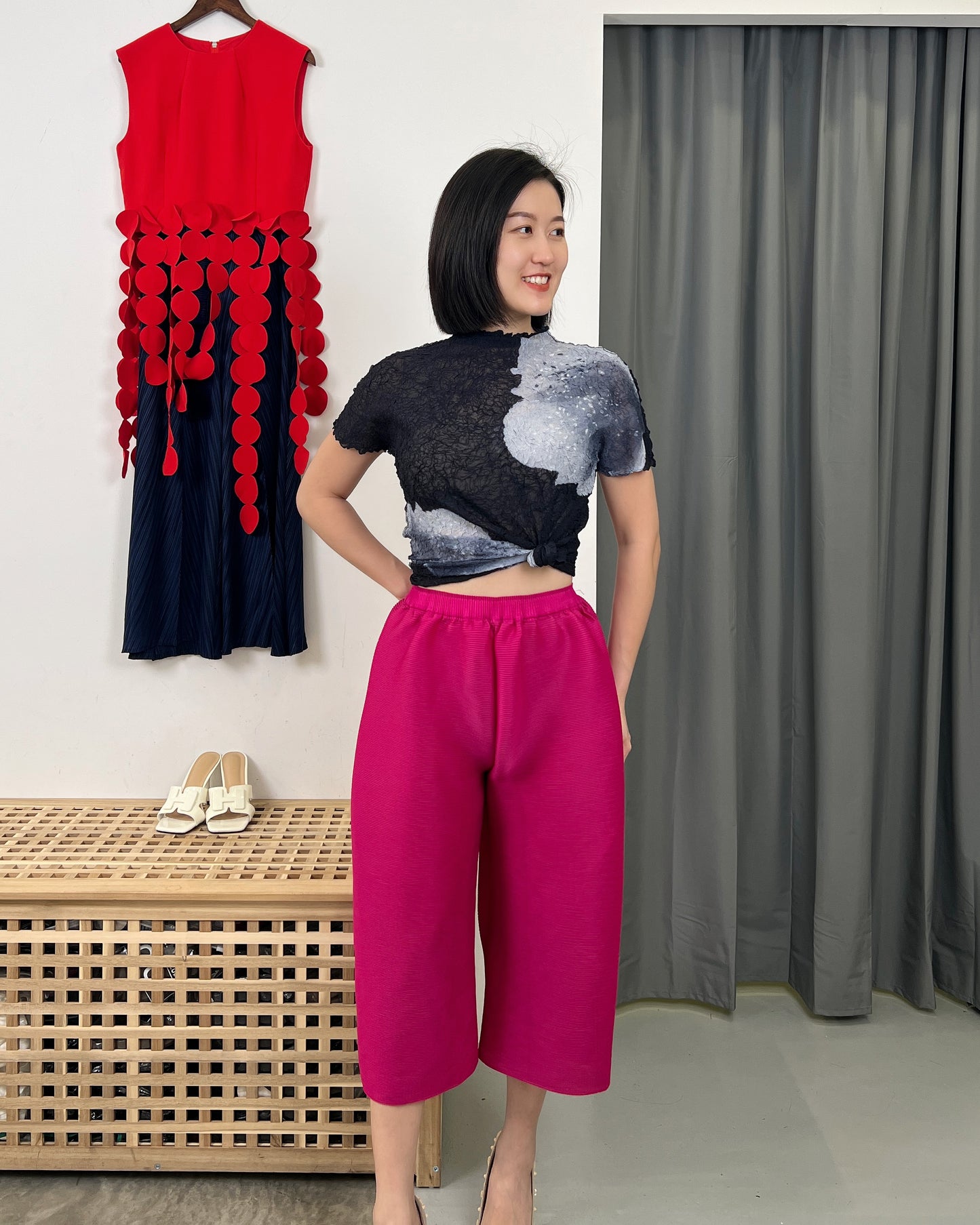 Pleated Elegant Flower Top