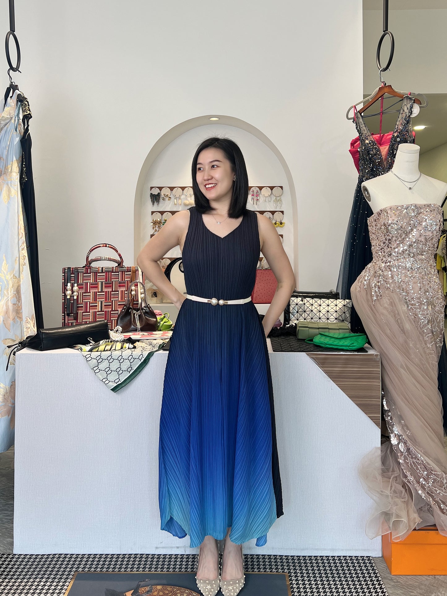 Pleated Faded Dress