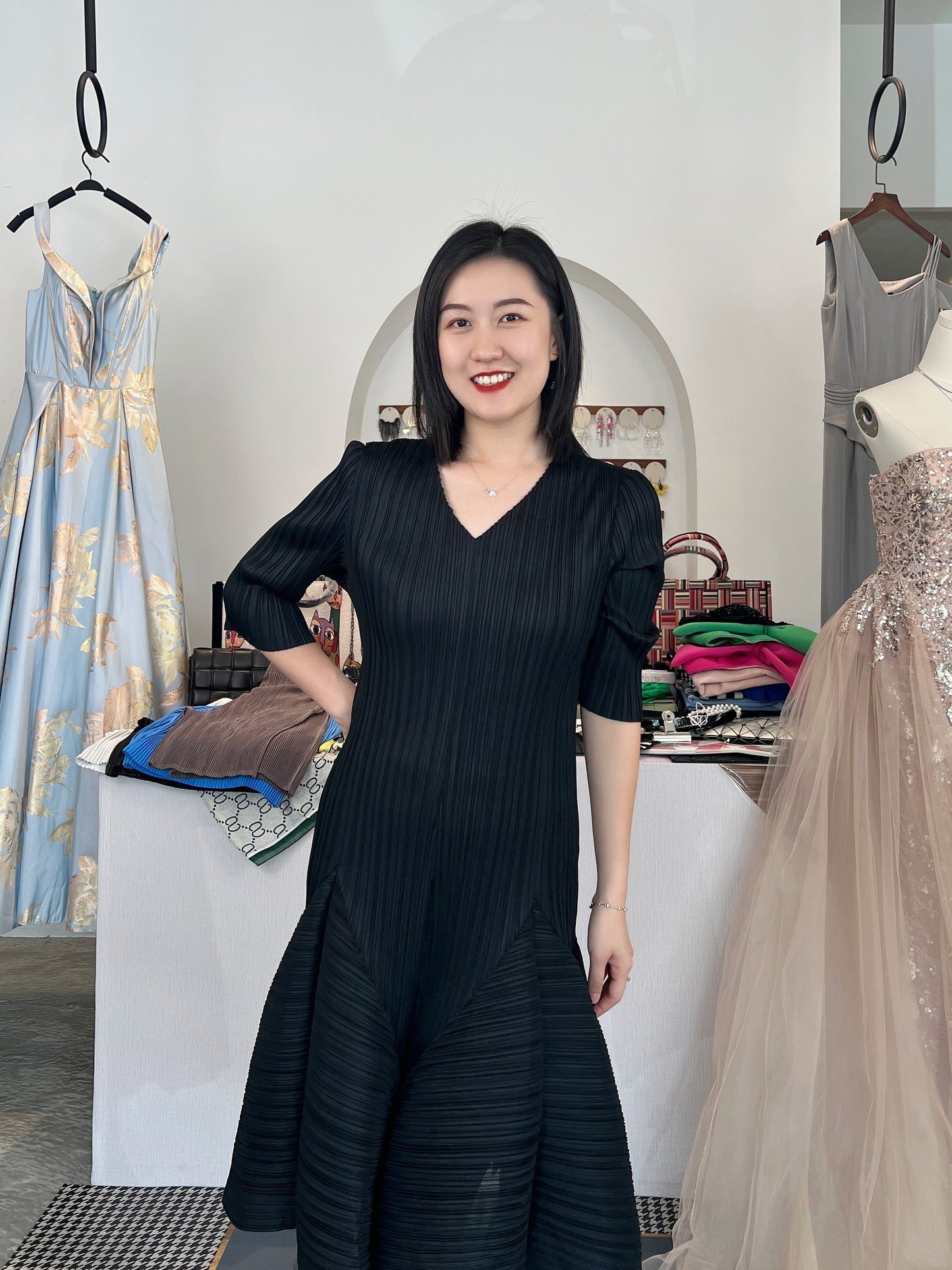 Pleated Tulip Elegant Dress