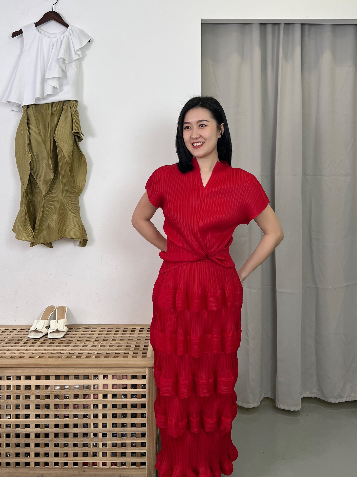 Pleated Design Skirt Set