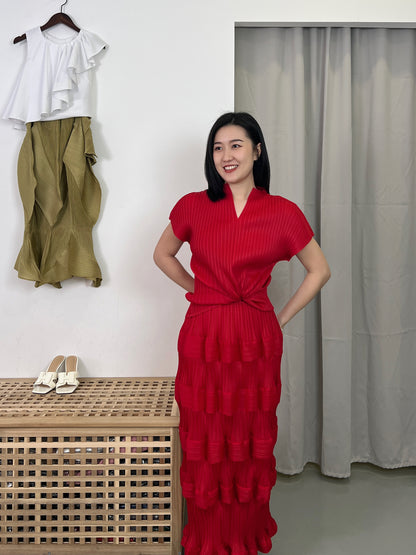 Pleated Design Skirt Set