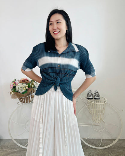 Pleated Denim Style Shirt