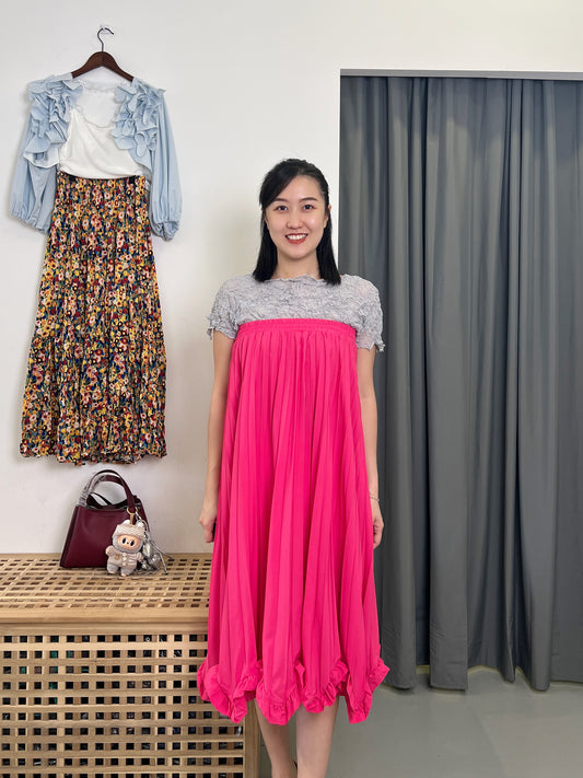Pleated Tulip Hemline Skirt