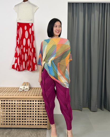 Pleated Colorful Blouse