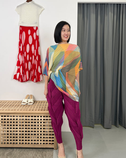 Pleated Colorful Blouse