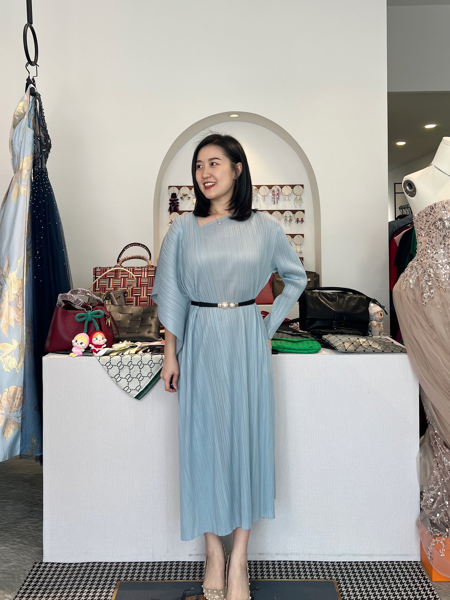 Pleated Uneven Dress