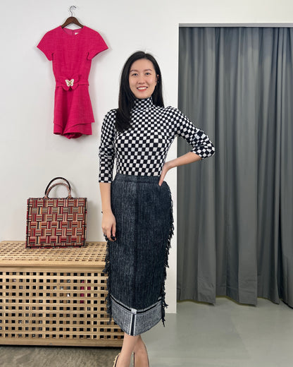 Pleated Checkered Blouse