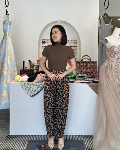 Pleated Leopard Pants