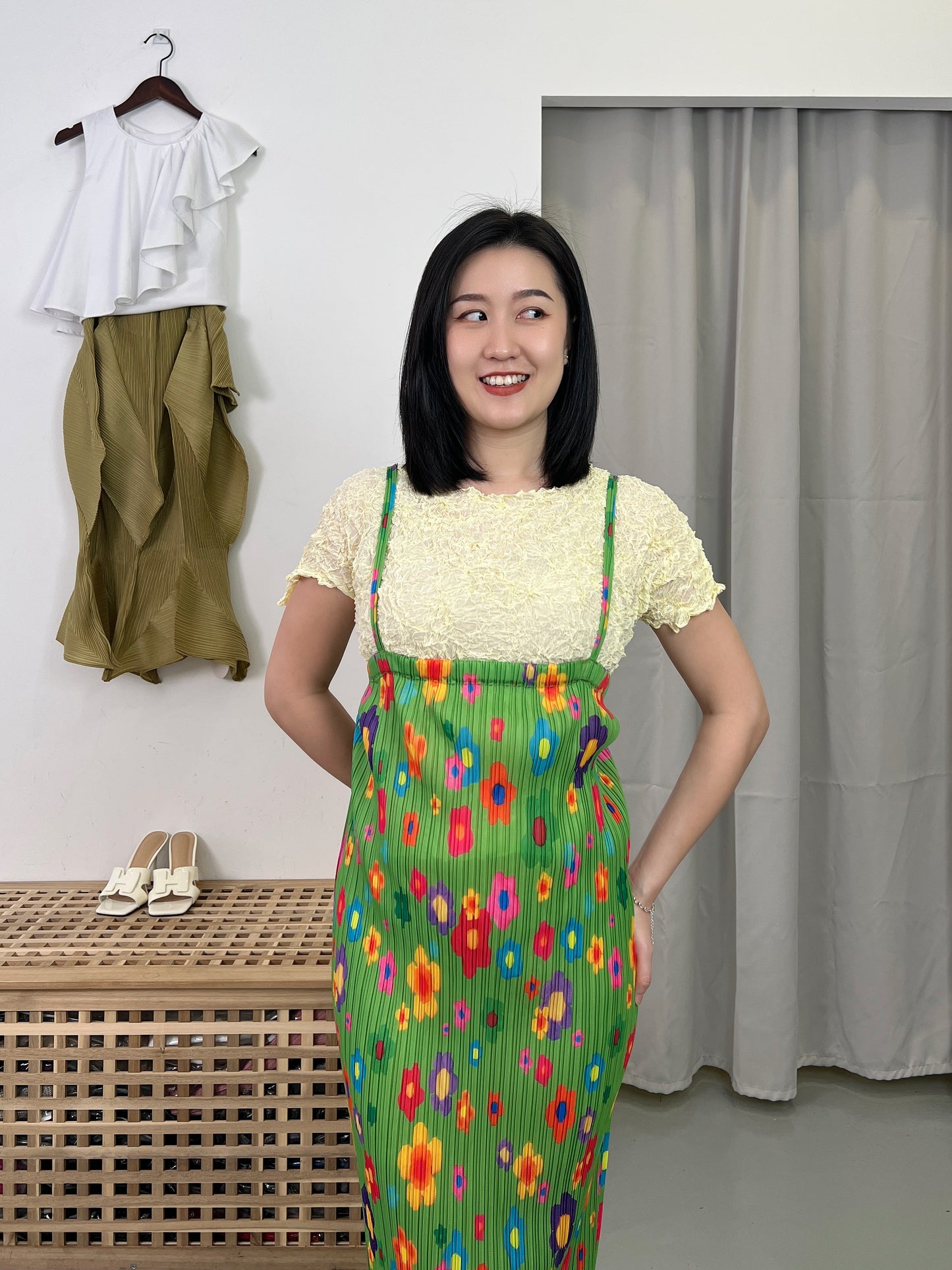 Pleated Two ways Floral Dress