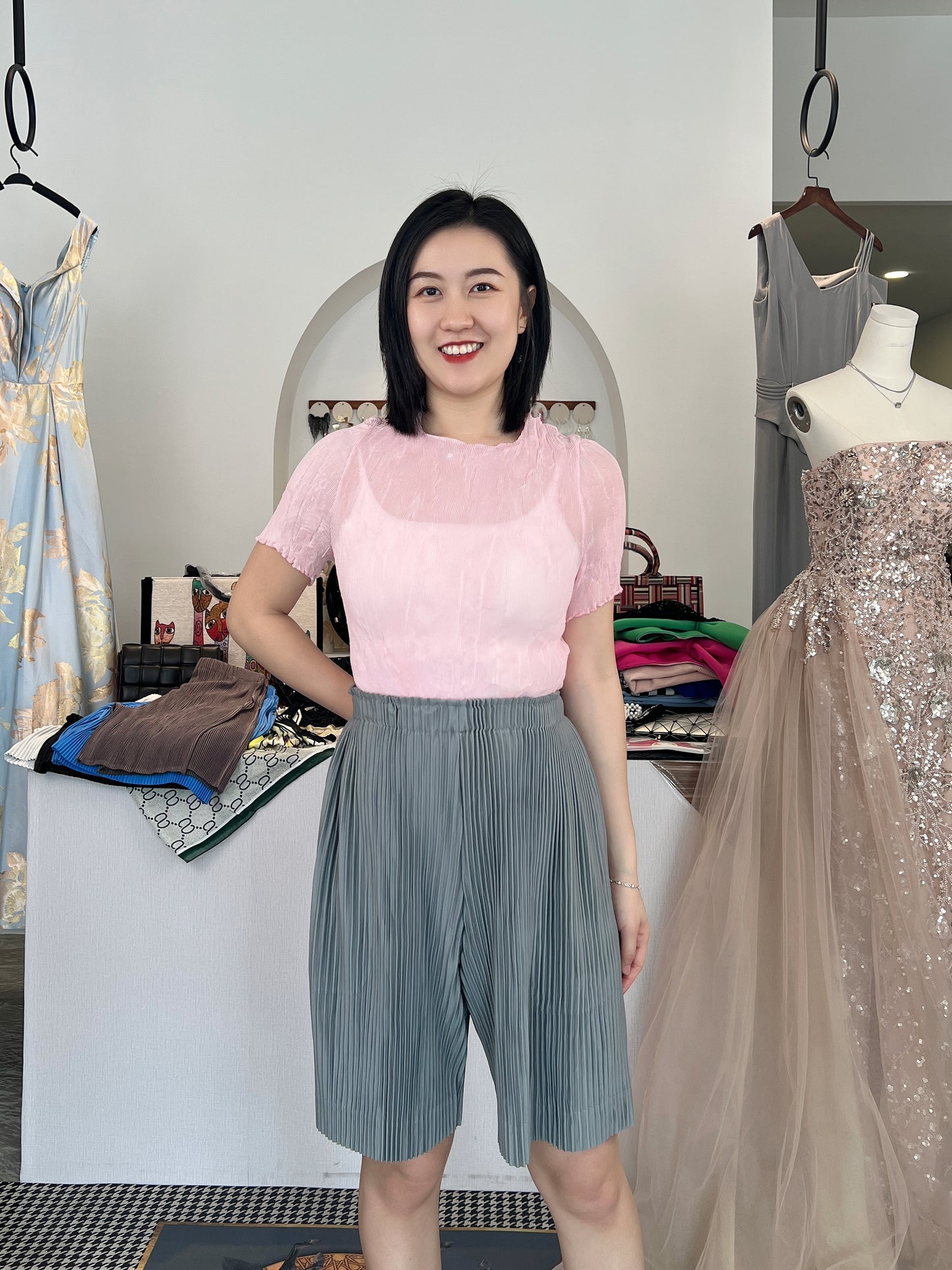 Pleated Sheer Blouse