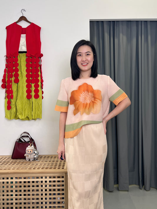 Pleated Checkered Skirt