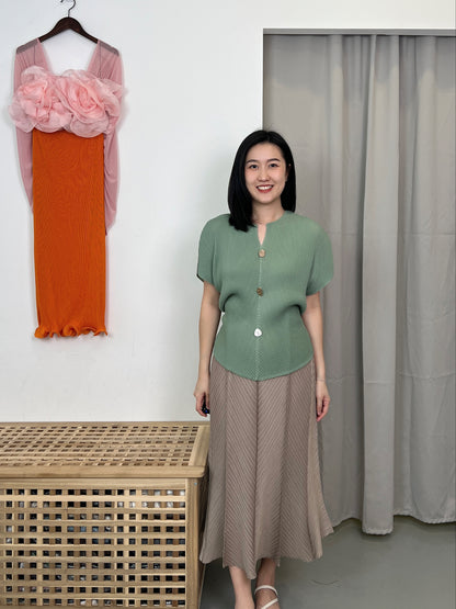 Pleated Fish Bone Skirt