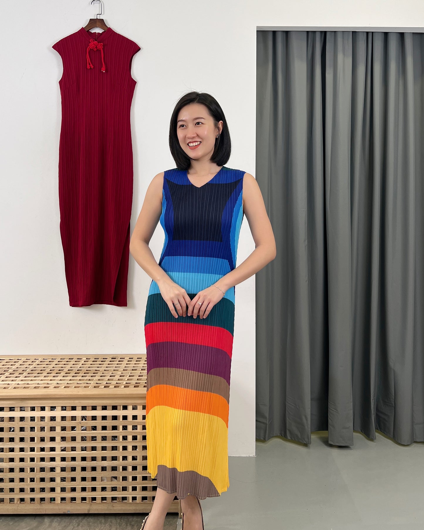 Pleated Rainbow Dress