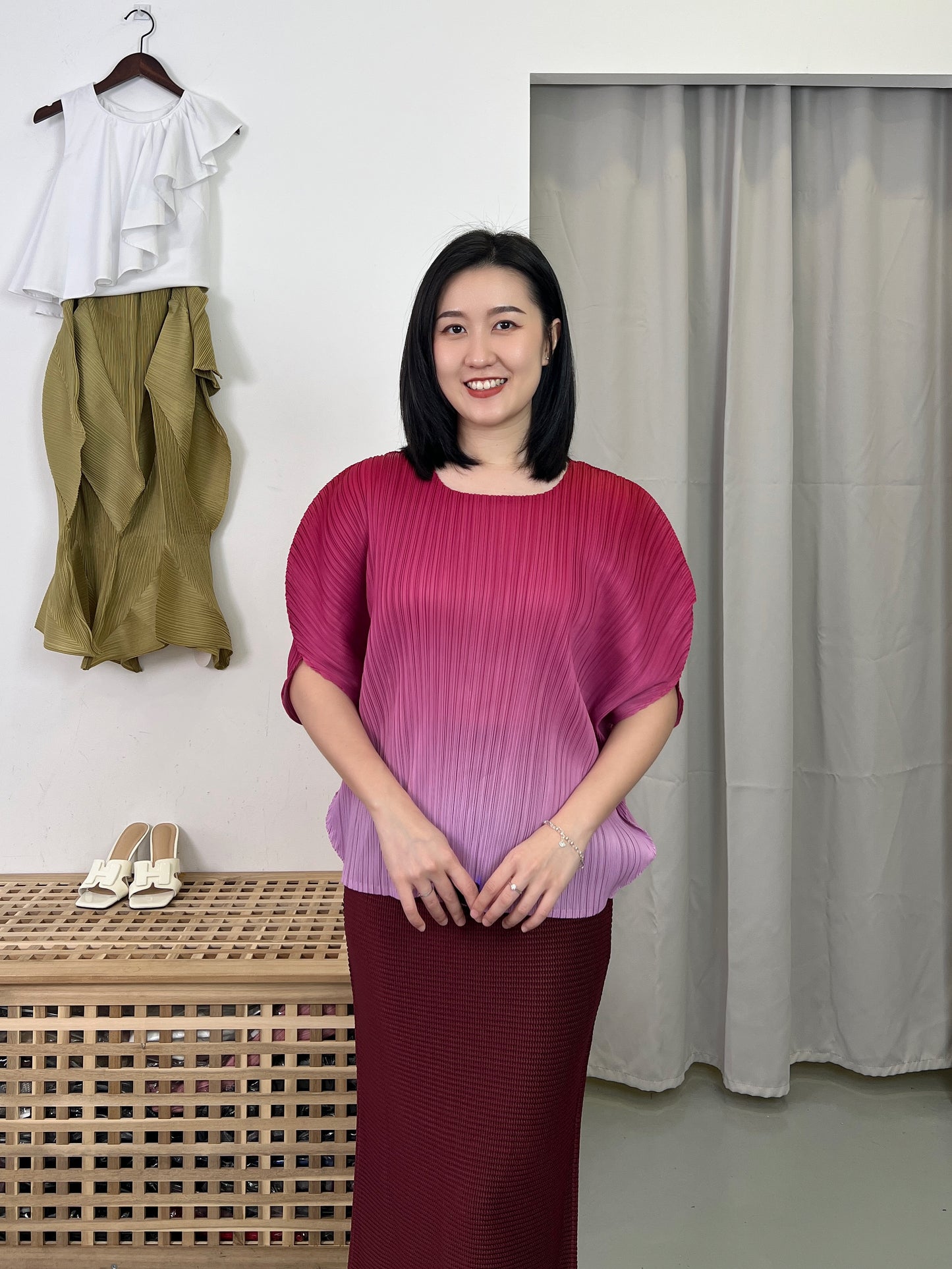 Pleated Corn Slim Fit Skirt