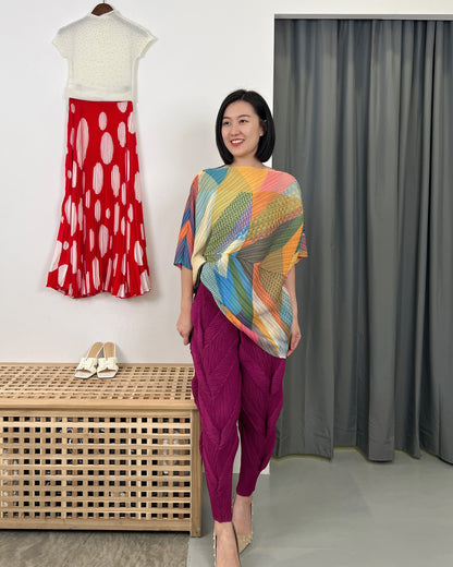 Pleated Colorful Blouse