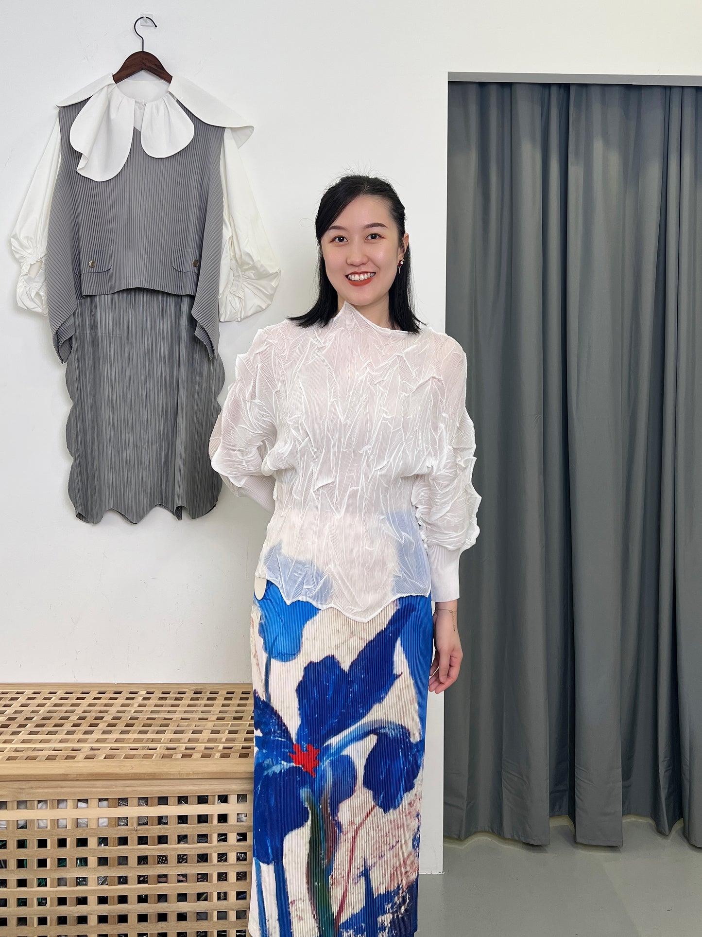 Pleated 3D Uneven Blouse