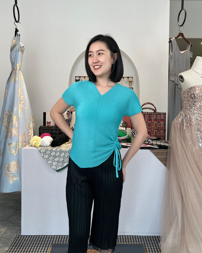 Pleated Self Tie Blouse