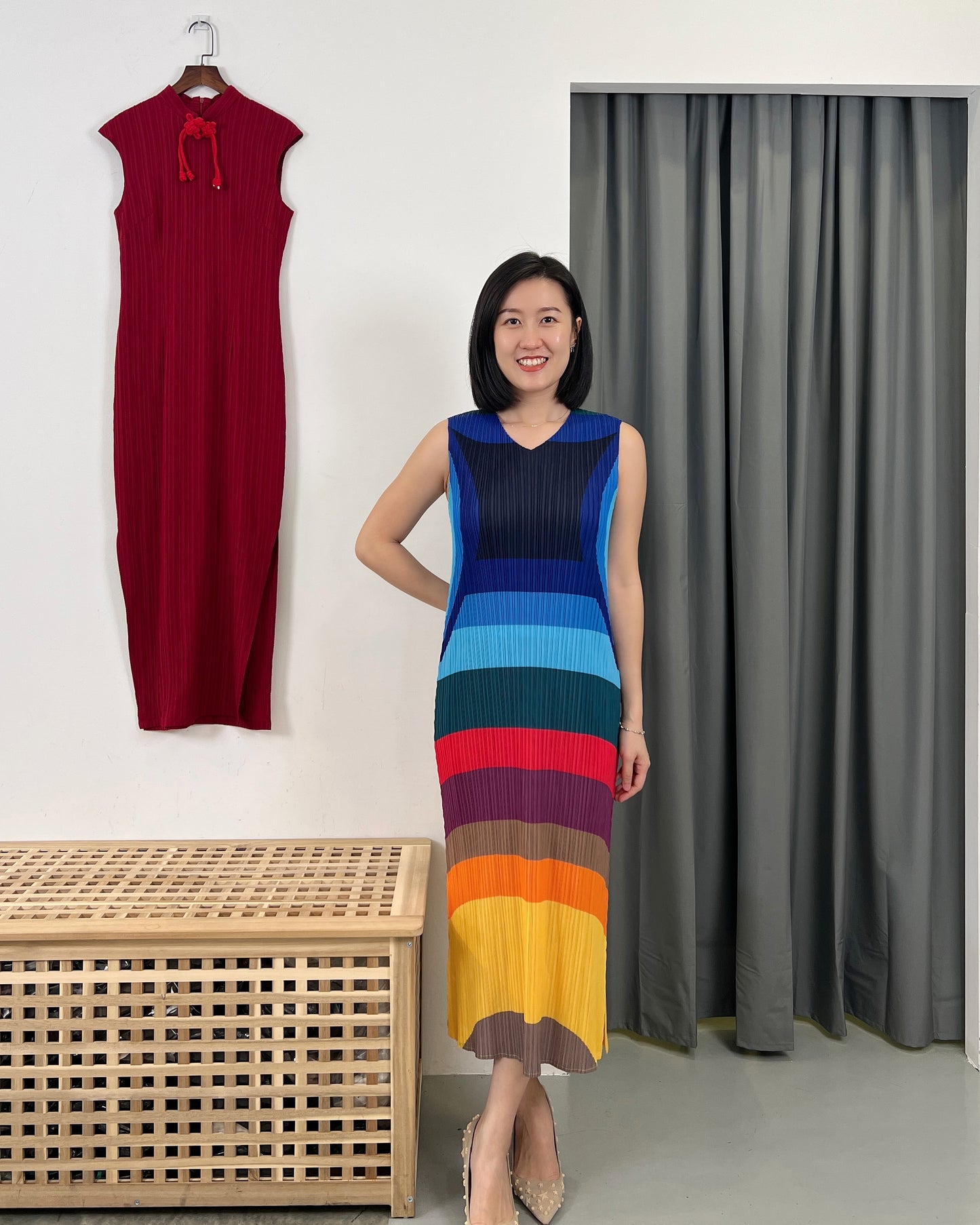 Pleated Rainbow Dress
