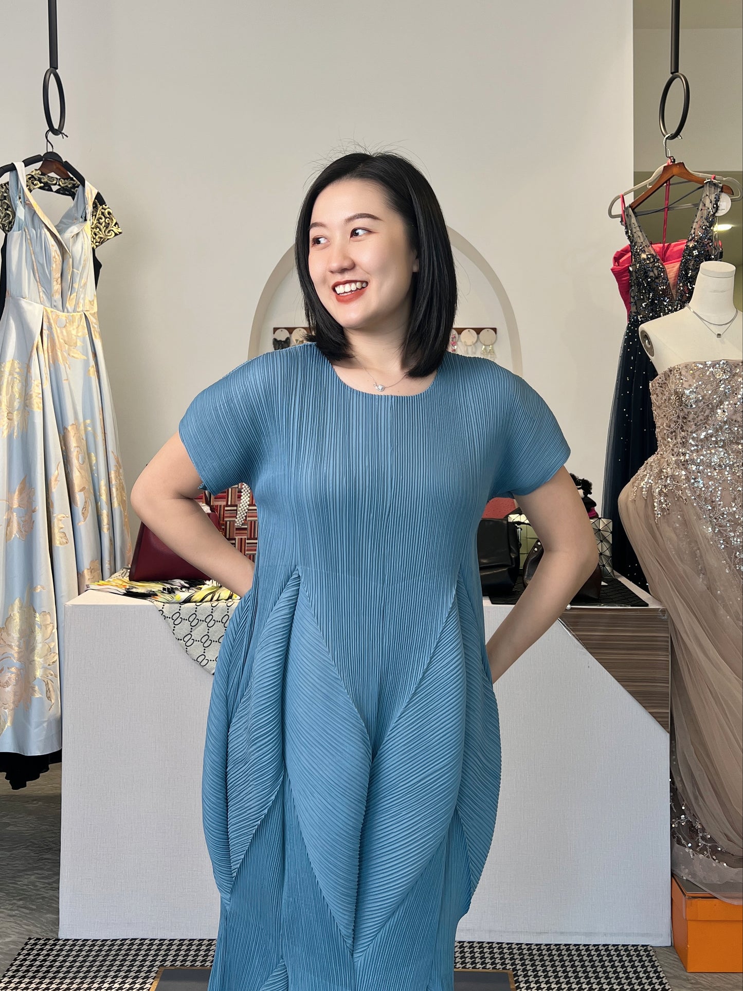 Pleated Tulip Dress