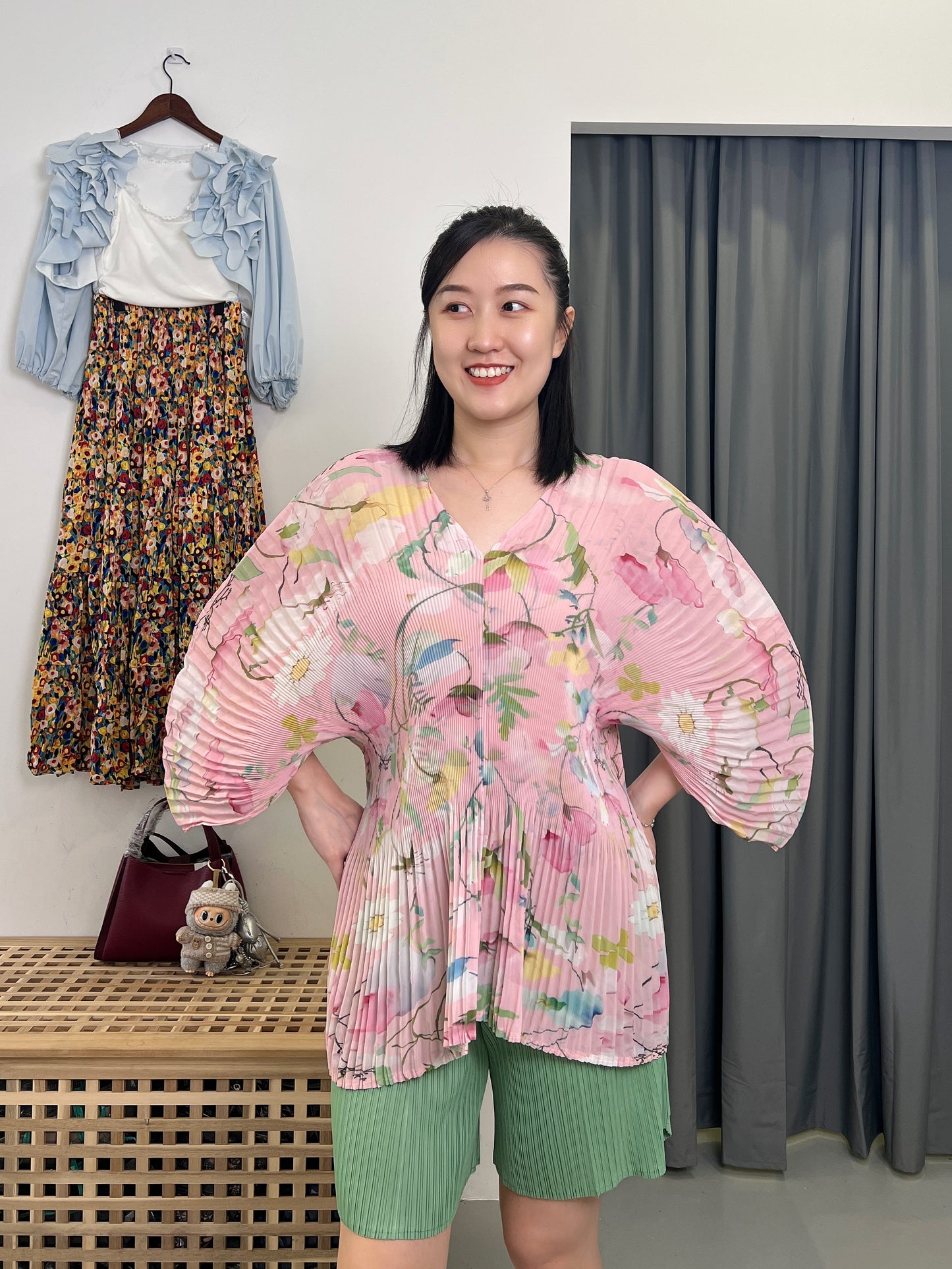 Pleated Sweet Floral Blouse