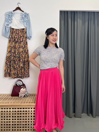 Pleated BabyGirl Top w Round neck