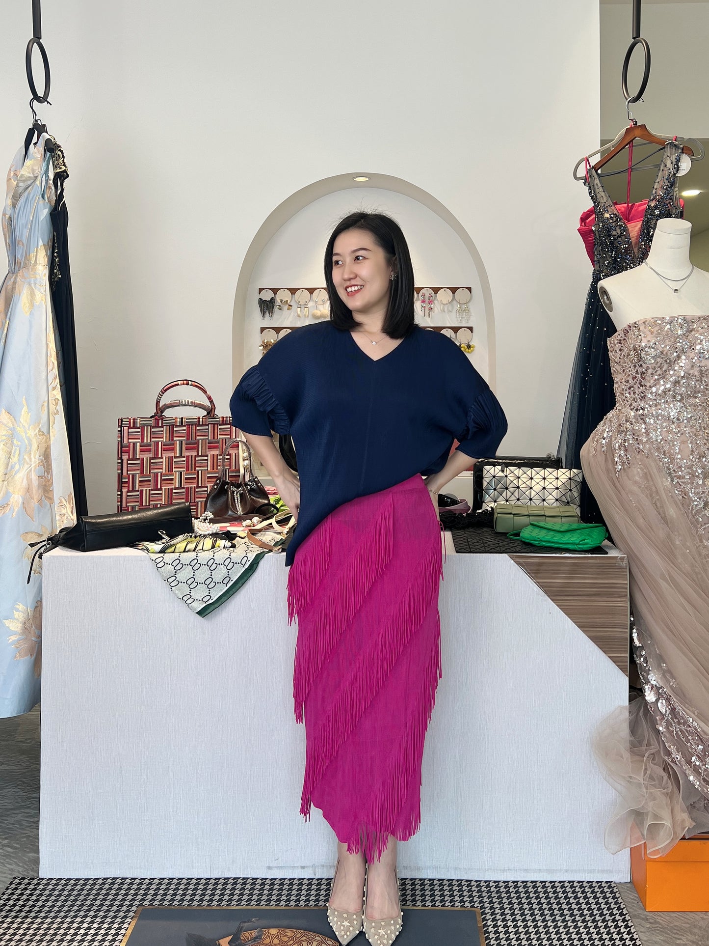 Pleated Fringey Skirt