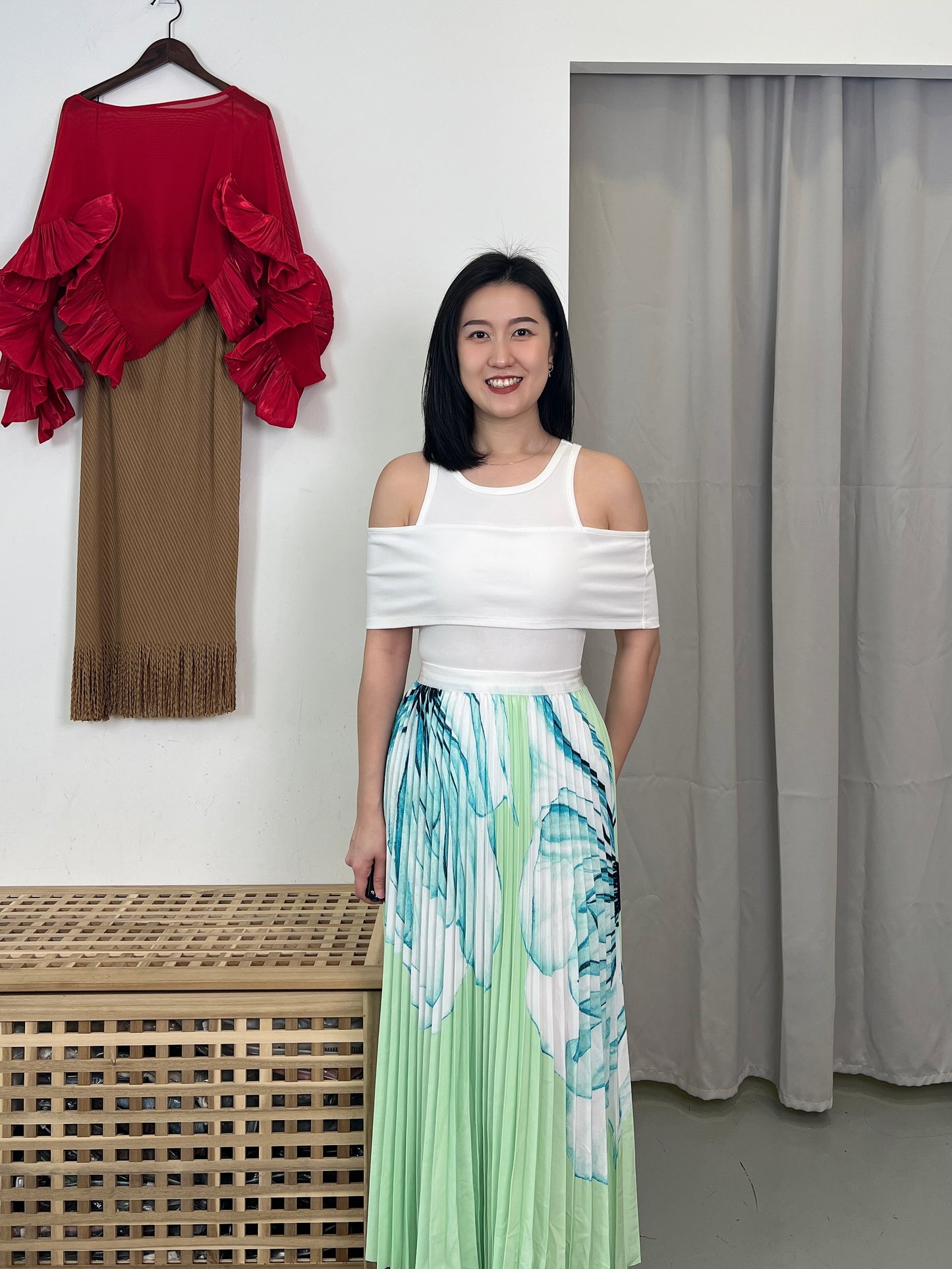 Pleated Floral Skirt