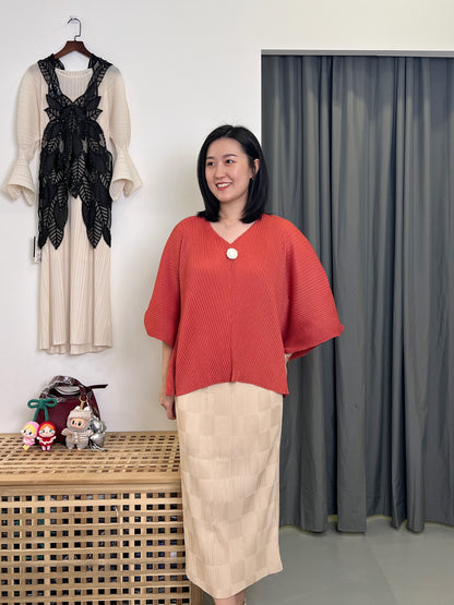 Pleated Checkered Skirt