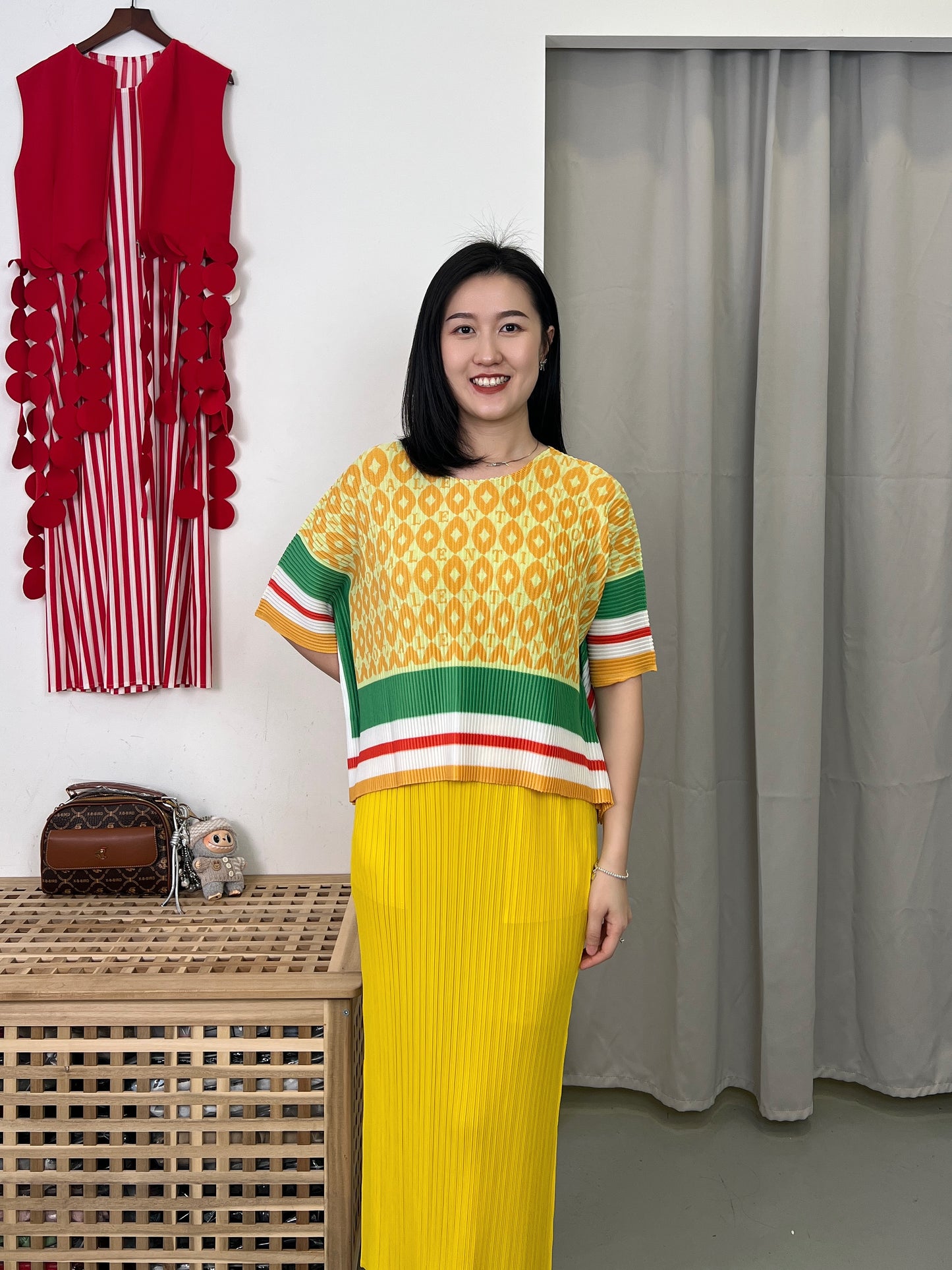 Pleated Scarf-Like Blouse