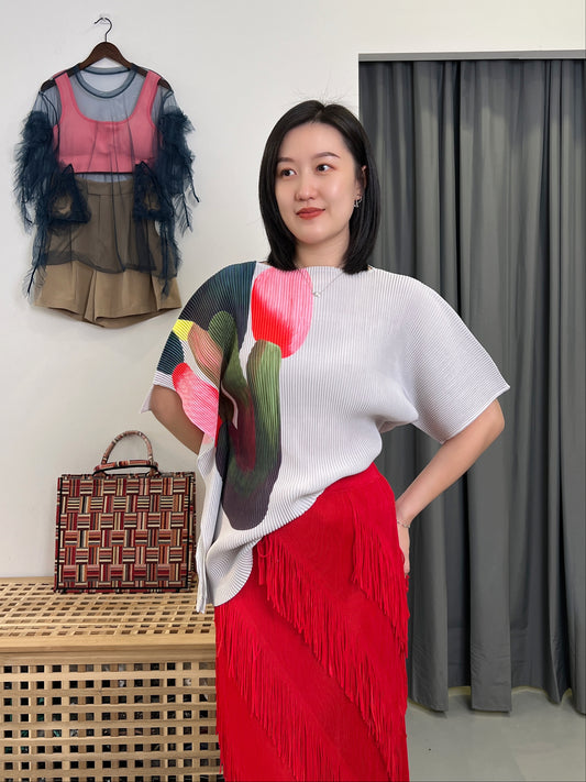 Pleated Fringey Skirt