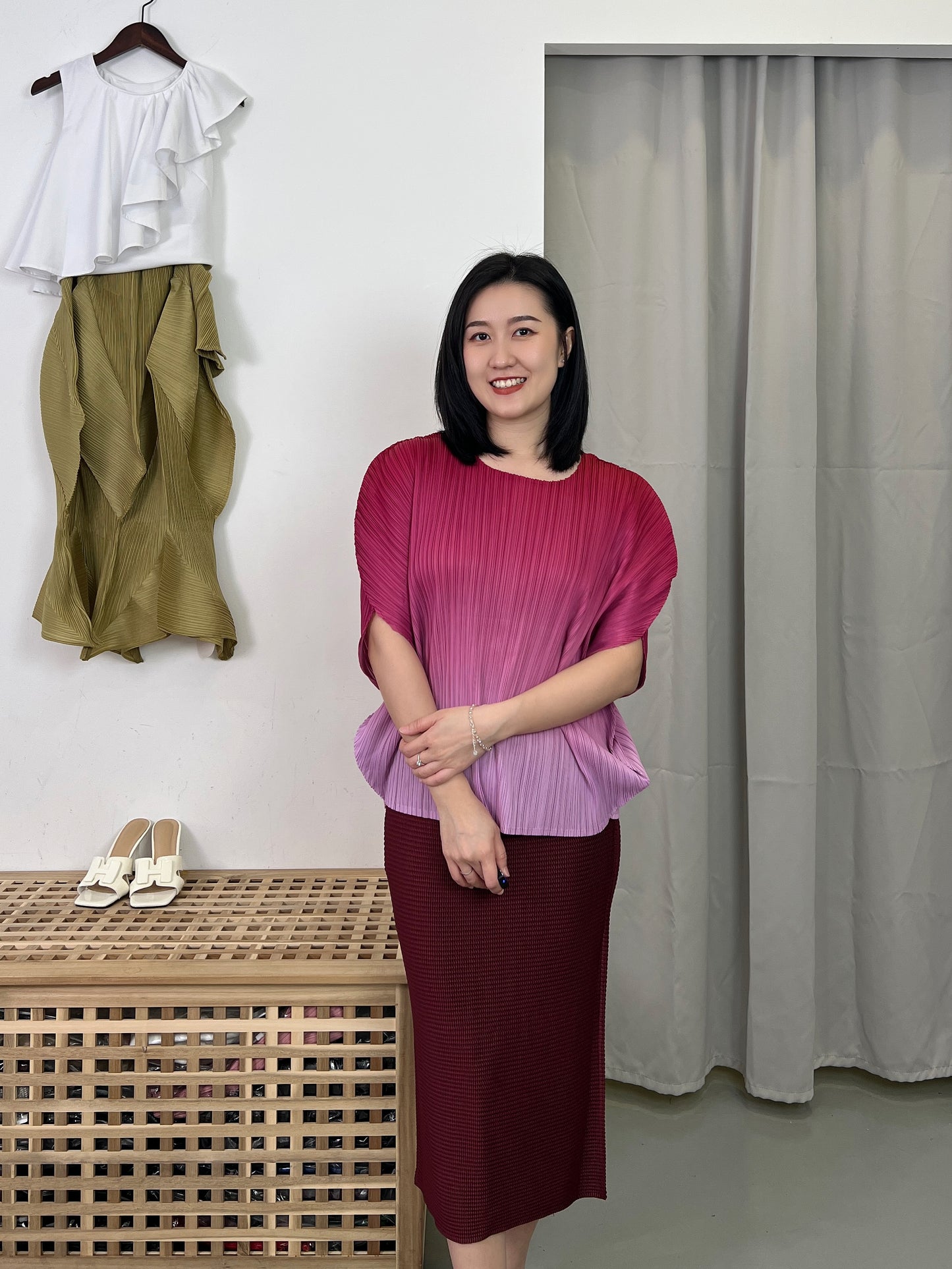 Pleated Corn Slim Fit Skirt