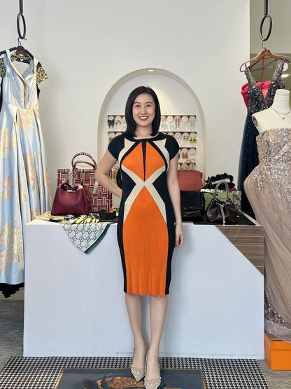 Pleated Cat Print Dress