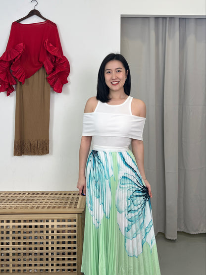 Pleated Floral Skirt