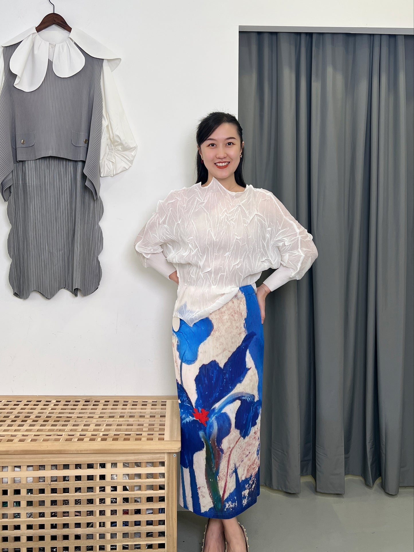 Pleated 3D Uneven Blouse
