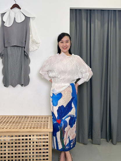 Pleated 3D Uneven Blouse