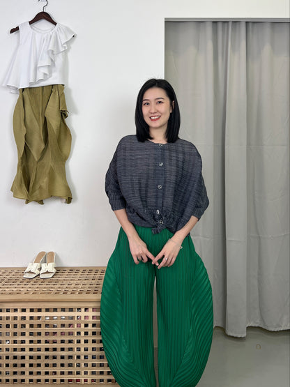 Pleated Double Design Button Blouse