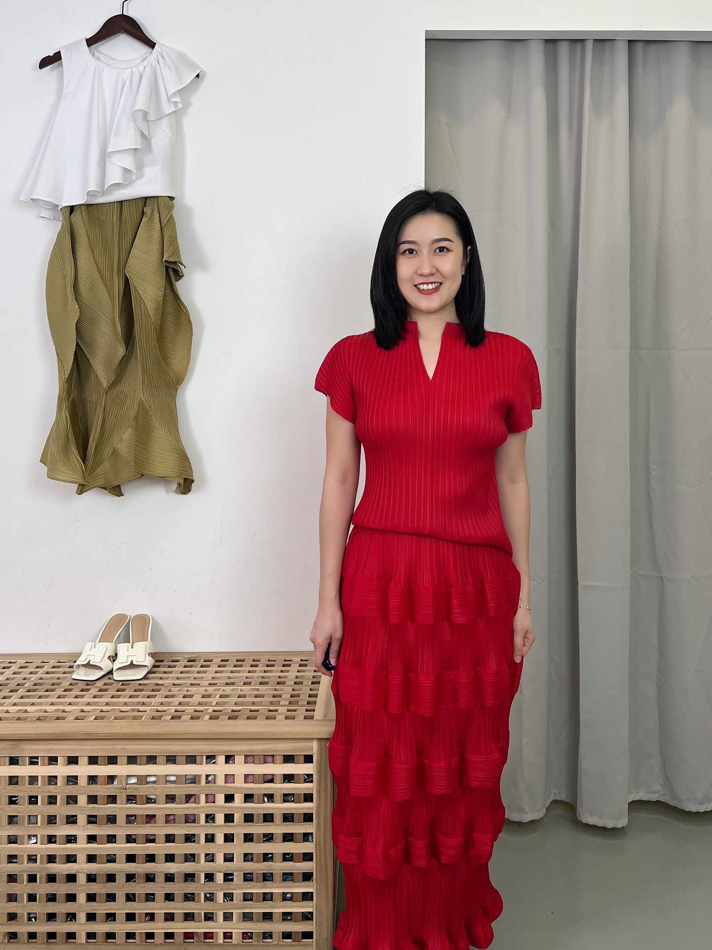 Pleated Design Skirt Set