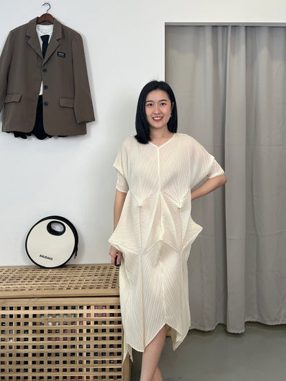 Pleated Diamond Elegance Dress