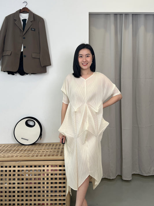 Pleated Diamond Elegance Dress