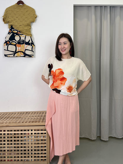 Pleated Spongy Floral Top