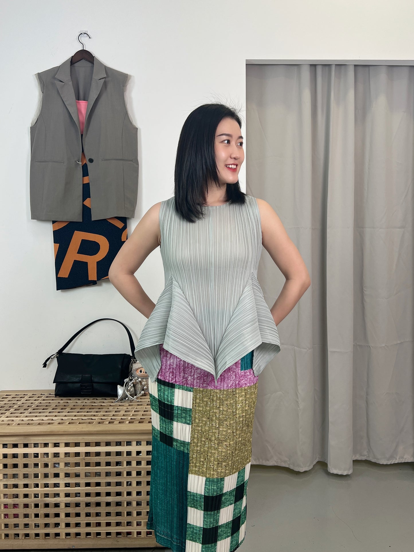 Pleated Floral Blouse