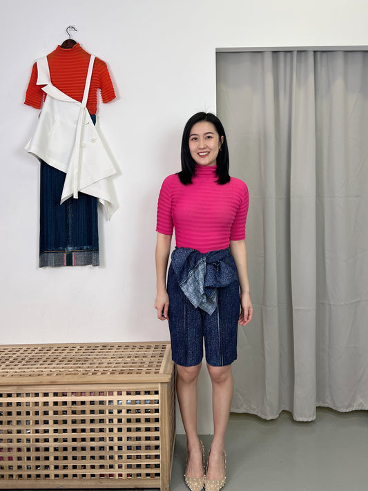 Pleated Wheel Sleeve Blouse
